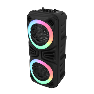 portable dual 6.5 inch microphone bluetooth dj party speaker with disco lights amplifier