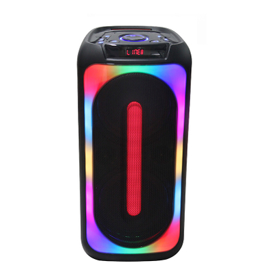 2022 TWS Dual 8 Inch Wireless BT Karaoke Portable PA PRO Rechargeable Speaker with Fashionable Disco LED Light